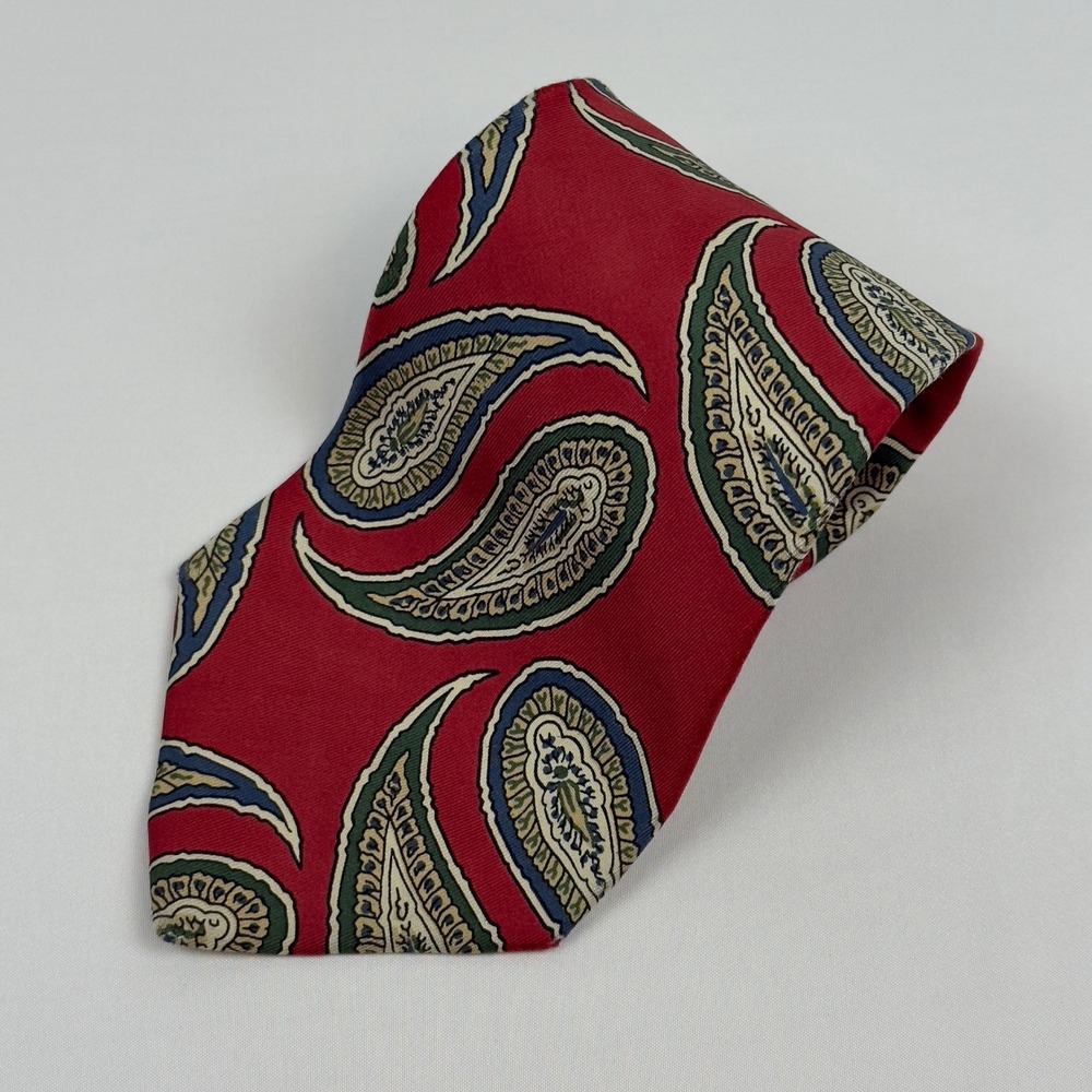 Gitman Bros. Red Paisley Silk‎ Tie Handmade in USA